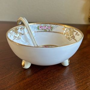 Antique 2 piece Nippon porcelain hand painted condiment set